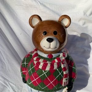 Neiman Marcus Holiday bear cookie jar. GUC